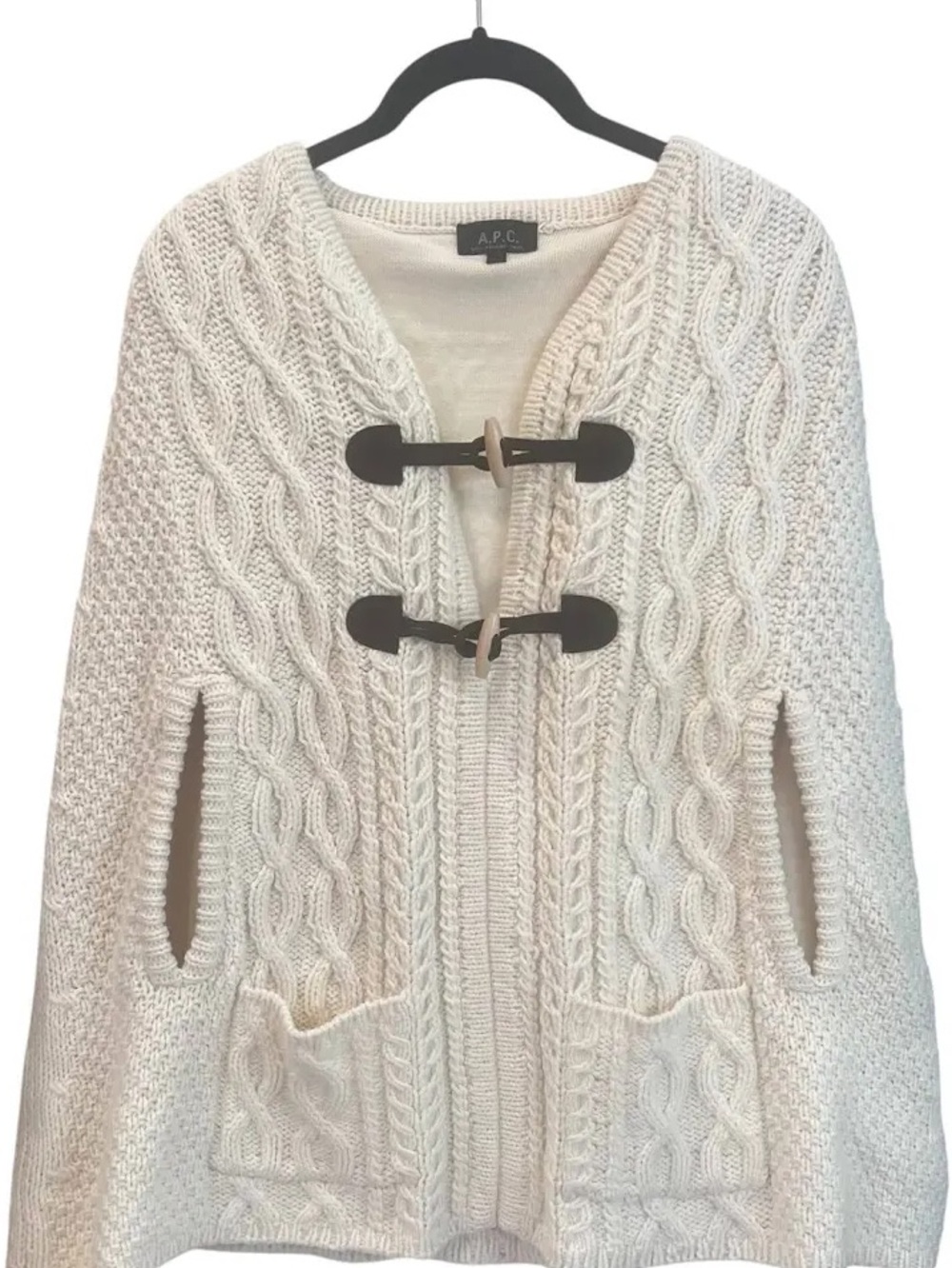 A.P.C. Wool Cable Knit Toggle Cape Sweater